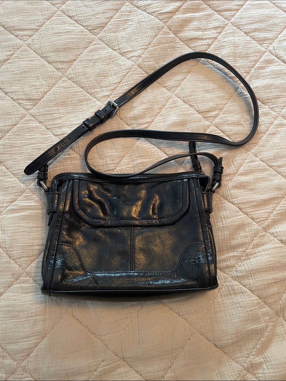 Frye Classic Black Leather Crossbody Bag